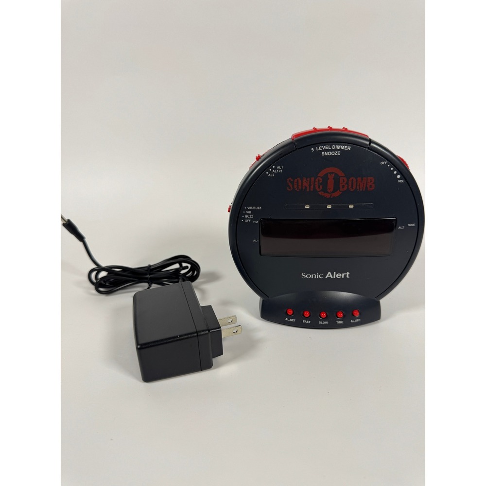 Sonic Alert Sonic Bomb Extra Loud Dual Alarm Clock SBB500ss Black Red